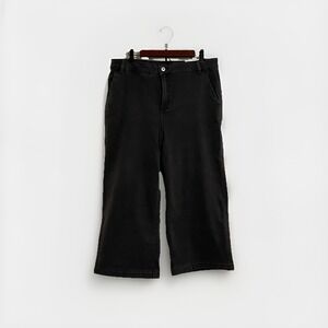 Style & Co Women's Jeans Size 16 Dark Grey Crop Wide‎ Leg Jeans